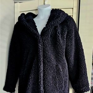 Black Teddybear jacket/coat with hood  in very good condition.